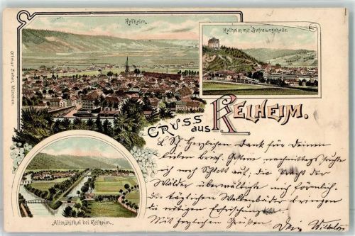 93309 W8420 Kelheim 1897 Lithographie Altmühltal Befreiungshalle