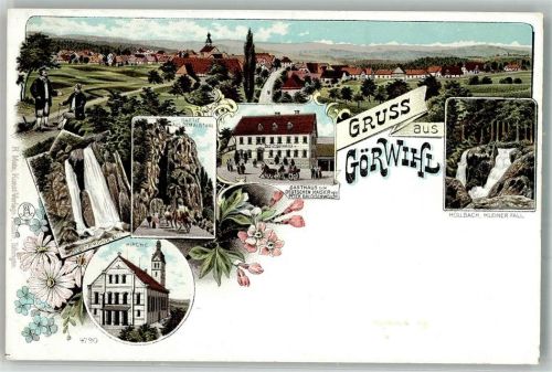 Görwihl Lithographie Höllenbach Hoher Fall u. Kl. Fall