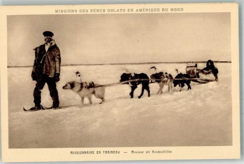 Missionar mit Hundeschlitten Missions des Peres oblats en Amerique du Nord