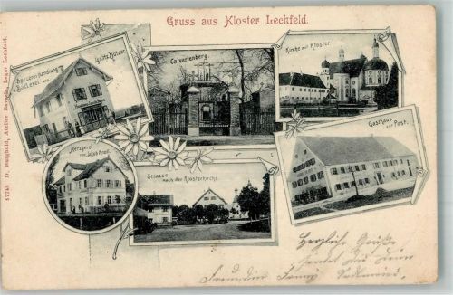 Klosterlechfeld 1902 Metzgerei Knoll Gasthaus zur Post Spezereihandlung Butzer Kloster Klosterkirche Calvarienberg