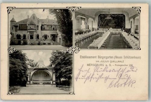 Bremen 1912 Gasthaus Etablissement Bürgergarten Festsaal Musikpavillon