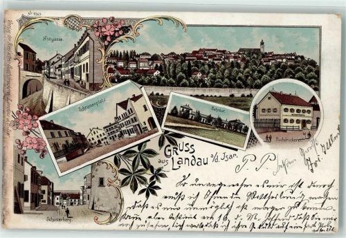 Landau 1900 Höllgasse Schranenplatz Schusterberg Bahnhof Buchdruckerei