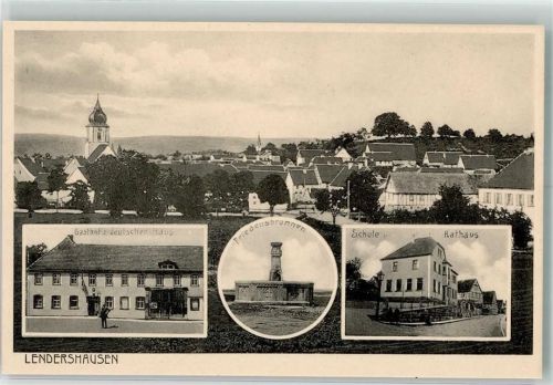 Lendershausen Friedensbrunnen Gasthaus zum deutschen Haus Schule Rathaus Gebr. Metz-Tübingen