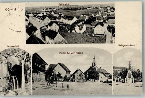 Görwihl 1927 Wasserfall Bei der Kirche Kriegerdenkmal
