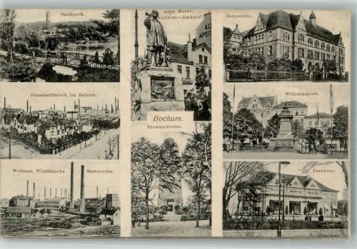 44787 W4630 Bochum 1915 - Alter Markt Bergschule Wilhelmsplatz Bismarckturm