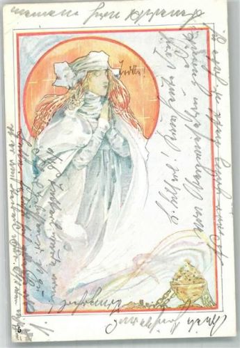 1900 Frau im Gebet, Heiligenschein + Adelskorrespondenz