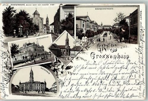 Großenhain 1899 Rathaus Post Poststraße Stadtkirche Bahnhofstraße