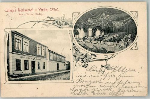 27283 W2810 Verden Aller 1899 Foto AK Euling's Gasthaus Festsaal