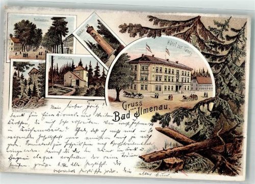 Bad Imnau 1899 Lithographie Hotel zur Tanne Schwalbenstein Kickelhahn Lindenstraße
