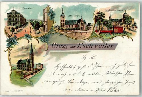Eschweiler 1900 Ev. Kirche St. Antonius-Hospital Rosenallee Kath. Kirche