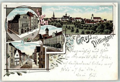 Dillingen 1897 Rathäuser Kgl. Gymnasium Königstrasse