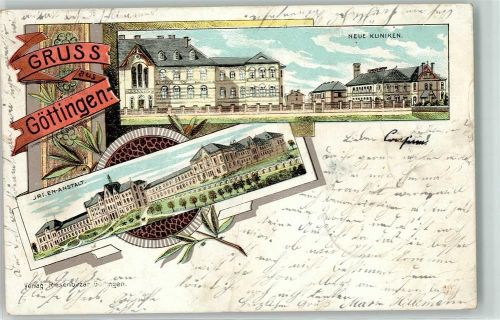 37073 W3400 Göttingen , Niedersachs 1903 Gebrauchsspuren Neue Kliniken Kuren-Anstalt Litho.