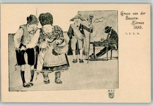 München V.D.K.ST. Bauern Kirmes 1899 schwabinger Tracht fachgerecht entfernte Leimspuren sonst TOP