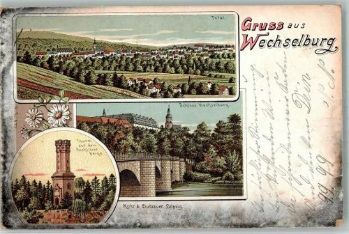 Wechselburg 1899 Aussichtsturm Rochlitzer Berge Schloß Wechselburg