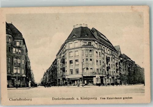 Charlottenburg Dankelmannstraße u. Königsweg vom Kaiserdamm gesehen Litfaßsäule