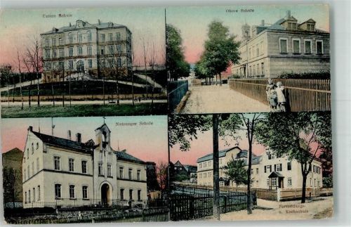 Oberlungwitz 1920 Nutzunger Schulhaus Obere Schule Untere Schule Fortbildungs- und Kochschule