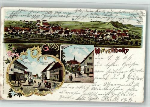 72290 W7298 Wittendorf , Württ 1906 BOAKC Lithographie Gasthaus Zur Sonne Gasthaus Zum Löwen Brauerei Zur Krone