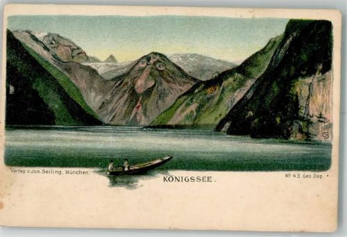 W8240 Königssee b Berchtesgaden Ruderboot Verlag Seiling Nr. 43 Berggesicht 1899 Lithographie / Künstlerkarte