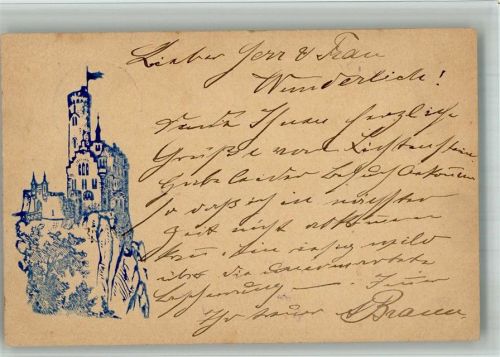 W7414 Lichtenstein , Württ Privatganzsache Schloß Vorläufer 1888 BOAKC