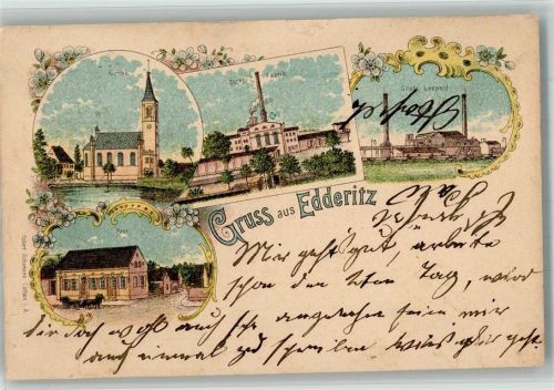 06388 O4371 Edderitz 1902 BOAKC Lithographie Grube Leopold Zuckerfabrik Post Kirche
