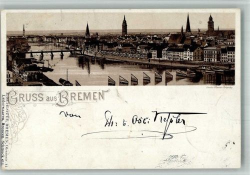 Bremen 1889 Gruss aus sehr frühe Lithographie