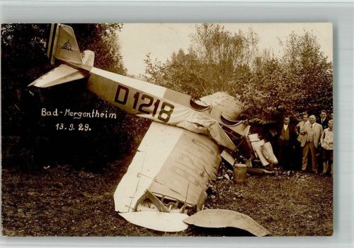 W6990 Bad Mergentheim Absturz abgeschossenes Flugzeug Flugzeuge WK I 1929 BOAKC