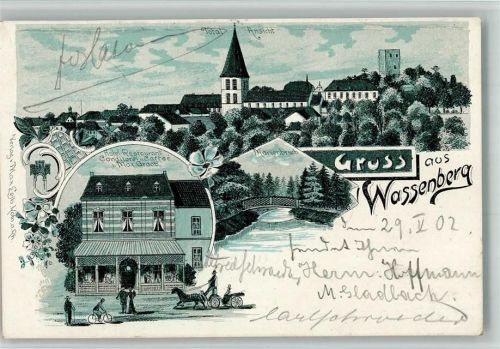 Wassenberg 1902 Hotel Gasthaus Konditorei Cafe Max Graab Marienbruch Lithographie