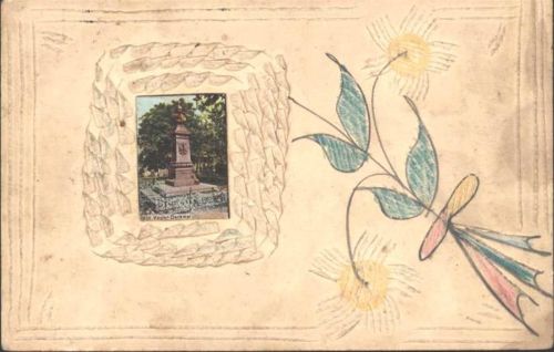 Worms AK handgeritzt und hangemalt mit eingearbeiteter Abbildung Abt-Vogler-Denkmal
