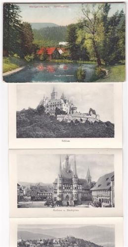 38855 O3700 Wernigerode AK mit Leporello ausziehbarer Papierstreifen Christianental Schloss Rathaus Marktplatz Harzquer- und Brockenbahn Brocken