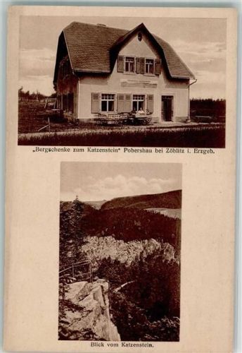 09496 O9344 Pobershau Foto AK Gasthaus Bergschenke zum Katzenstein Aussichtsplateau