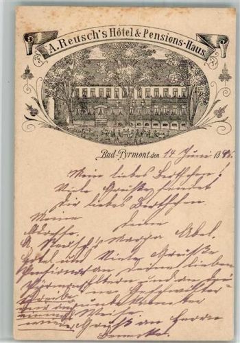 W3280 Bad Pyrmont A. Reuschs Hotel und Pension Vorläufer 1898 BOAKC
