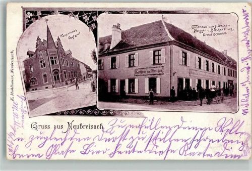Neuf-Brisach 1904 Postamt Gasthaus zum Hirschen Metzger und Bäckerei
