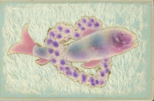 Auflage Fellimitat aus Stoff Fisch mit echter Seide überzogen