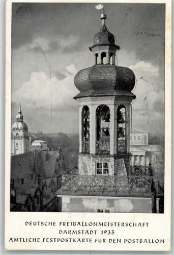 Darmstadt 1935 Freiballonmeisterschaft Festkarte