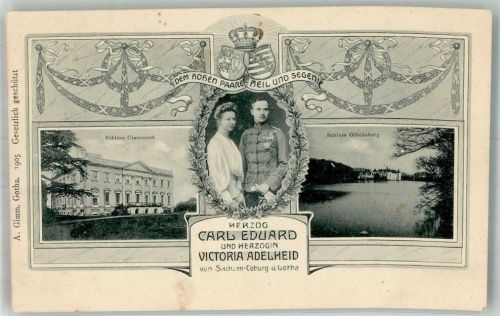 Herzog Carl Eduard + Herzogin von Sachsen-Coburg + Gotha + Schloß Adel