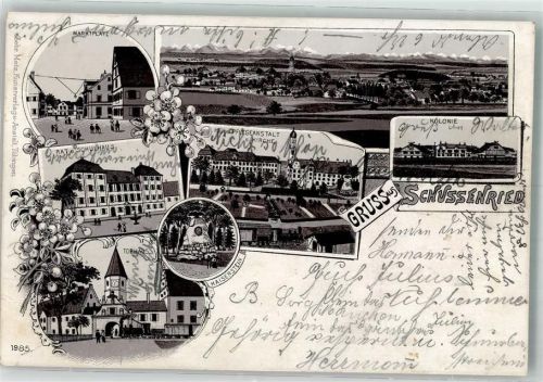 Bad Schussenried Lithographie Kaiserstein Kolonie Torhaus Marktplatz