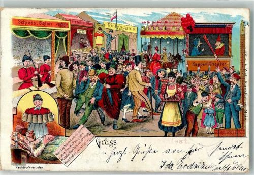 1900 Volksfest Kasperl Theater Schieß-Salon Riesendame Hau den Lukas