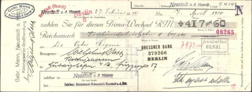 Neustadt Wechsel von 1934