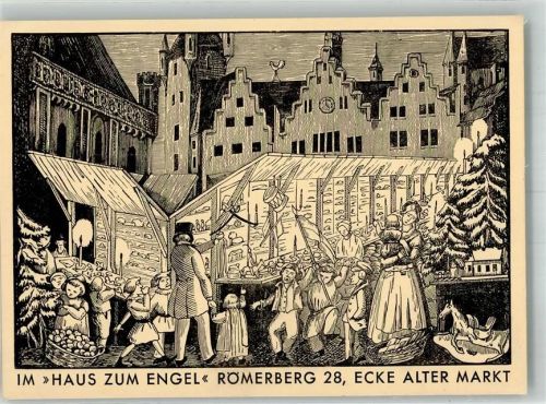 Frankfurt Haus zum Engel Römerberg 28 Weihnachtsmarkt Verkaufsbuden Ort handschriftlich
