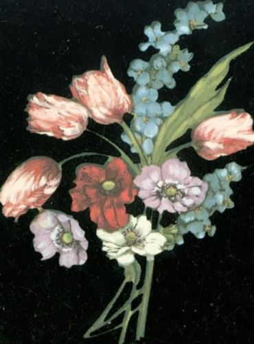 Blumen Tulpen Mit echter Samtapplikation