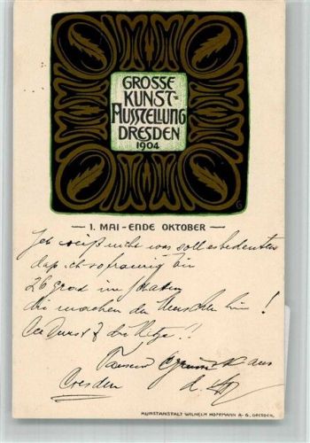 O8000 Dresden Jugendstil Verlag W. Hoffmann Lithographie Kunstausstellung 1904 BOAKC
