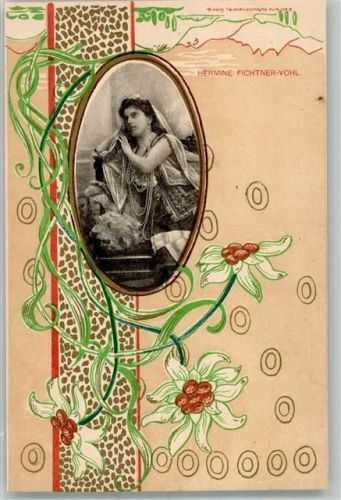 Hermine Fichtner-Vohl Opernsängerin Lichtdruck Hofdruckerei Dietsche Coburg Jugendstil 1899 Lithographie / Künstlerkarte