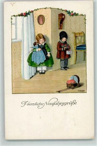 Neujahr Verlag M.M. Nr. 1202 Puppen Ebner, Pauli
