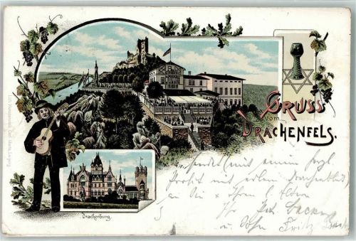 Drachenfels Drachenburg Gasthaus Drachenfels Musikant Gitarre Davidstern Judaika