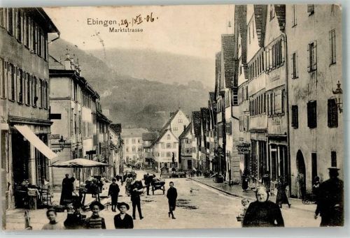 72458 W7470 Ebingen , Württ 1906 - Marktstraße Kolonialwaren Kaisers