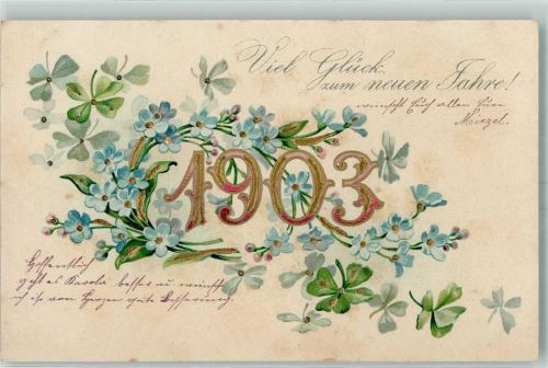 AK von 1903 mit Goldrändern, Goldauftrag hervorstehend