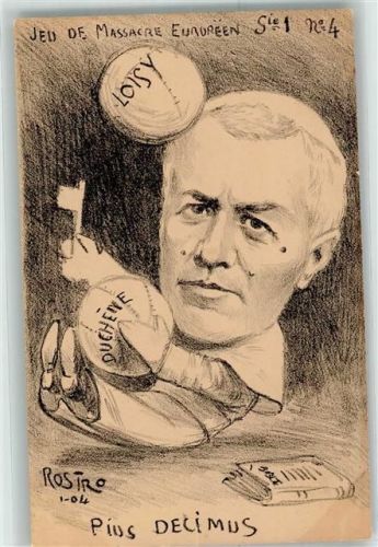 Pius Decimus Jeu de Massacre Loisy Schlüssel Buch sign. Rostro Künstlerkarte Karikatur