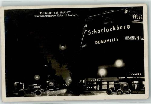 10115 W1000 Charlottenburg - Kurfürstendamm Ecke Uhlandstraße bei Nacht Oldtimer Straßenbahn