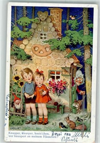 Hänsel und Gretel Märchen Hexe Zwerg Katze Verlag Oppel und Hess Nr.1472-1