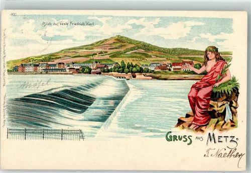 Metz 1899 Blick auf Veste Friedrich Karl Fabrik Gruss